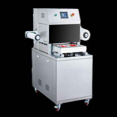 Automatic Vertical Tray Sealer with Food Grade Stainless Steel and 6061 Anodized Aluminum Mold for Modified Atmosphere Packaging