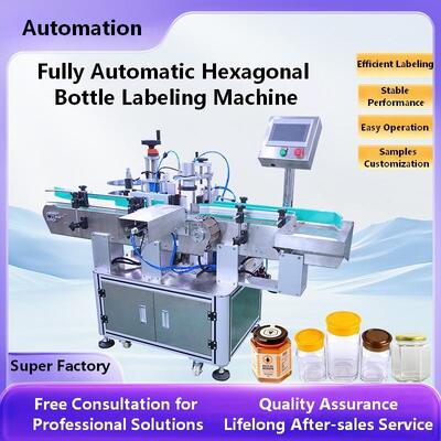 Fully Automatic Chili Sauce Hexagonal Bottle Labeling Machine CH-302D Honey Bottle Plastic Bottle Vertical Labeling Machine