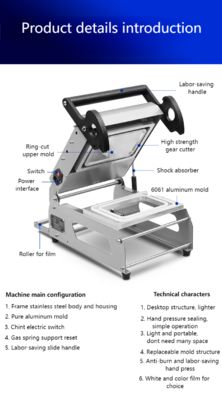 304 Stainless Steel Manual Food Tray Sealer FR160E with Compact Design and 1 Year Warranty