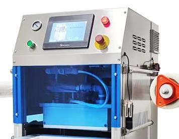 Fully Automatic Vertical Vacuum Skin Sealing Machine with Food Grade Stainless Steel and 6061 Anodized Aluminum Mold for Food Containers