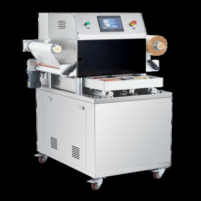 Máquina de vedação de pele a vácuo totalmente automática DQ440VSL com aço inoxidável 304 de qualidade alimentar e molde de alumínio anodizado 6061 para embalagens MAP