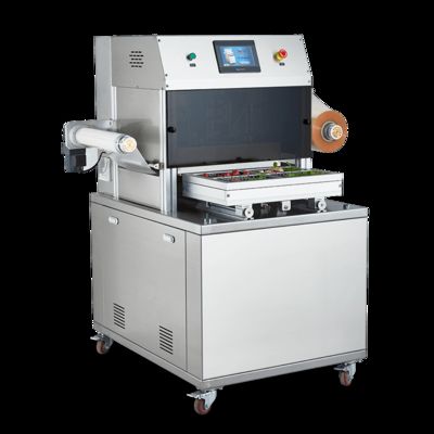 Seladora Vertical Automática de Bandejas DQ440L-V com Aço Inoxidável de Grau Alimentício 304 e Molde de Alumínio Anodizado 6061 para Embalagem por Deslocamento a Vácuo